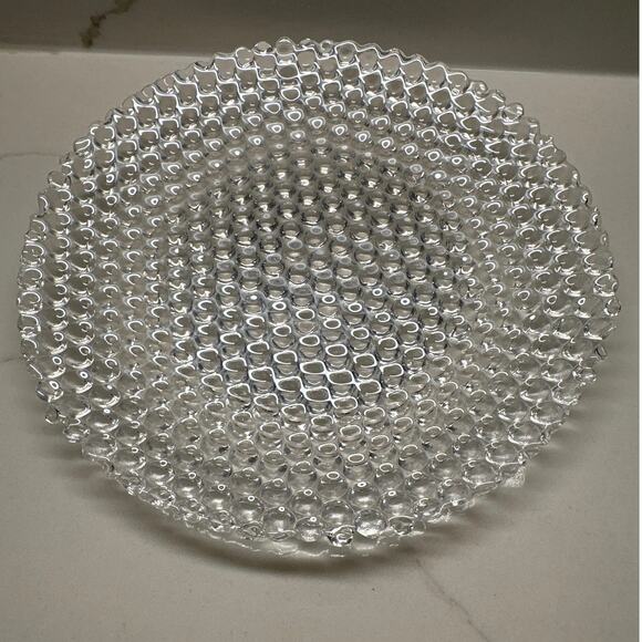 Set of 4 Vetropuro Turkish Bubble Pebble Ice Glass Dalad Dessert Plate EUC - Picture 2 of 8